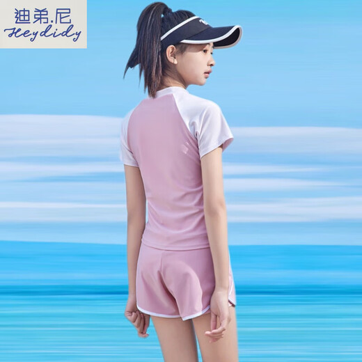 DiDi Ni HEYDIDY Girls Swimsuit Split Style Medium Big Children Summer Girls Swimsuit Girls Sports Teen Swimsuit 9858 Milk Wire Black Gray One Size 10-15 Years [50-75Jin [Jin equals 0.5 kg]]