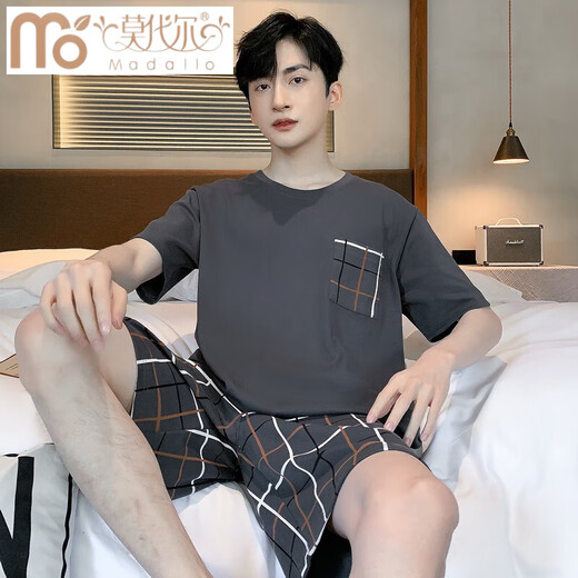 Modalga Großgröße Pyjama Herren Sommer 2025 Neue lässige Shortsleeved Shorts Einfacher Männeranzug für Männer 6625# Dinosaurier [Single-Set] M Student [80-100jin [Jin entspricht 0,5 kg]]