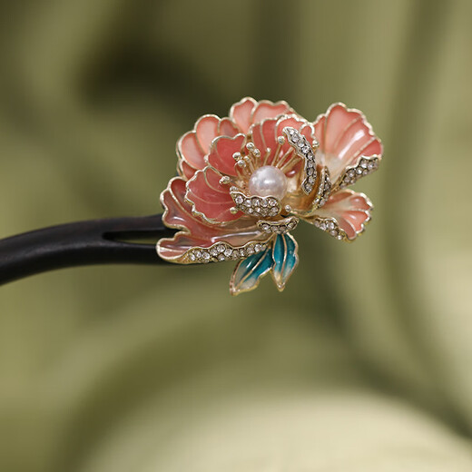 Su Shiliu peony flower hairpin new Chinese style women 2025 new high-end sandalwood Hanfu headdress hair accessories national style hairpin gift national beauty peony flower hairpin