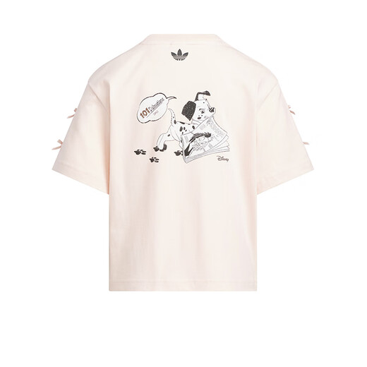 阿迪达斯 （adidas）童装女童T恤25夏季101斑点狗联名款缀蝴蝶结中大童纯棉短袖KG6625 KG6626 奇迹石英色 140 （吊牌140）