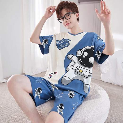 ZIPJBX短袖短裤男士睡衣夏季薄款宽松加大码休闲时尚学生家居服套装夏天 6630蜡笔小新 M 【建议90-100斤】