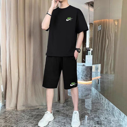 NBA Kids-Nike Vielseitig trendy coole Sommer-Shorts Anzug Herren hübsches, atmungsaktives, vielseitiges vielseitiges T-Shirt-T-Shirt Nike White T Blue und Red Big Label + Black Hosen Nike Kinder 12034-45jin [Jin gleich 0,5 kg]