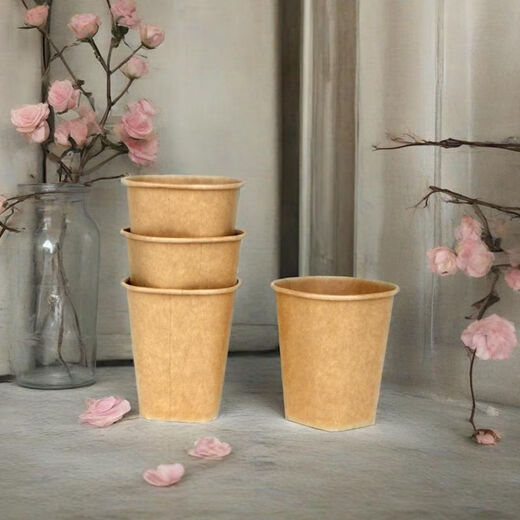 JD Logistics 250ML large capacity thickened kraft paper square cup household water cup set khaki 250ML 58 pieces