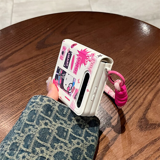 Baiyu eignet sich für Huawei Pura x Mobiltelefonhülle Neue KT-Katzen-Pendellder-Lederarmband Flip Leder Hülle Pura X Collector-Version Weitfaltungsbildschirm Anti-Fall-Fall Full Cover Schutzhülle Ultra-dünner Frauen Pink Kt Katze + Anhänger Armband Purax Collector's Version