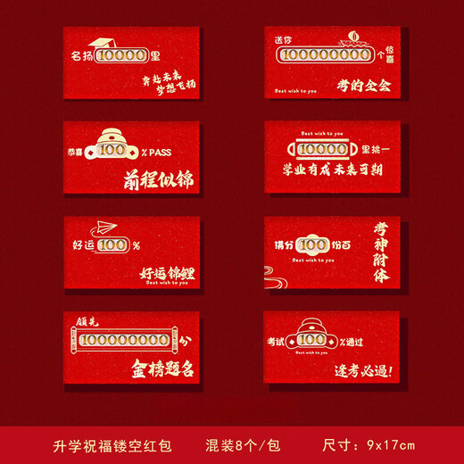 梓嘉福升学红包中高考成人礼镂空逢考必过金榜题名红包升学宴 2694镂空盒装+金榜题名贴条(8个/盒) 硬纸镂空红包-百元平放