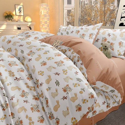 Yonghuan 2.35 wide pure cotton fabric bedding fabric A baby cotton twill cotton quilt cover bed sheet cotton cloth 659 picture front flower 1 meter price multi-photo cut
