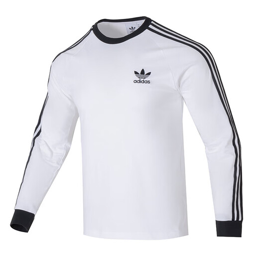 阿迪达斯 （adidas） 三叶草男装女装夏季新款情侣修身长袖T恤棉质透气休闲运动服 黑色/IA4877 2XL