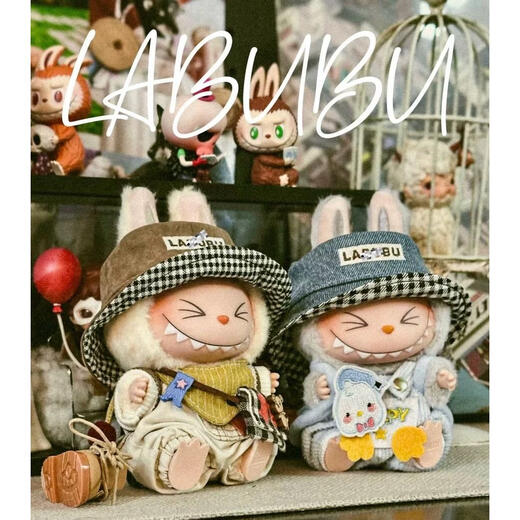 labubu拉布布V1V2搪胶公仔挂件娃娃衣服背带套装17cm盲盒配件现货 唐老鸭现货(发背带裤加刺绣章) 现货(选项内容是发货内容)