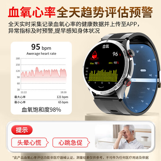 Monitoreo de azúcar en sangre y presión de la presión arterial de tipo airbag de Zedi Monitoreo de la presión arterial para medir el ácido úrico de la sangre Oxígeno de oxígeno Heart Reliation inteligente Health Inteligente Calling All-in-Ratch S26 [Monitoreo de precisión de alta gama alemán + Monitoreo de precisión + azúcar en la sangre y presión sanguínea ácido úrico integrado]