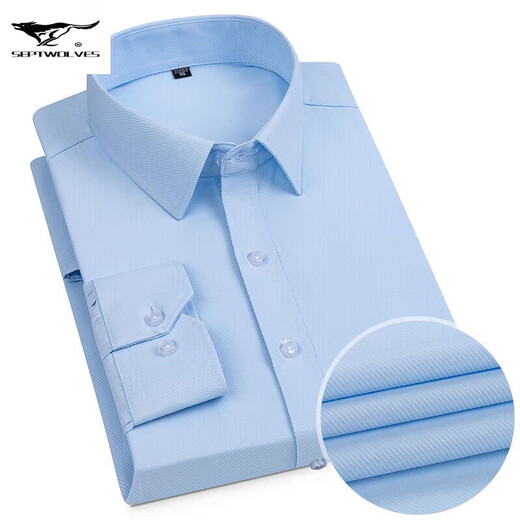 Sept Wolves Shirt de coton de l'âge moyen et des jeunes hommes 2024 Four Seasons Universal Breathable Business Pocket Multi-Color Working Long Manneve 6630 38