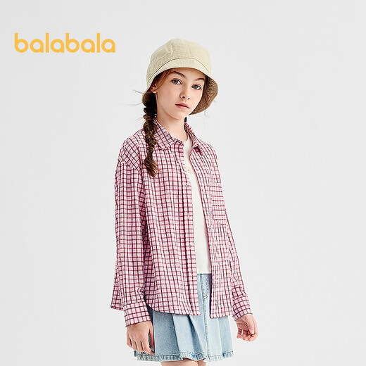 Balabala shopping mall same style girls' shirt children's long-sleeved autumn short-sleeved two-piece fashion red tone 00366 150