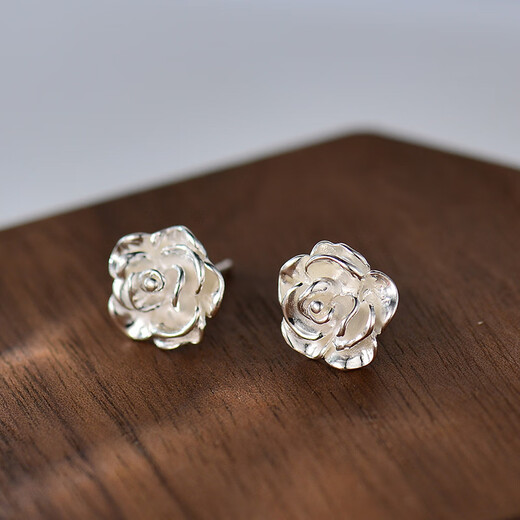 Yumian sterling silver earrings 999 pure silver earrings and earrings birthday gifts for girls 2025 new jewelry accessories high-end romantic rose screw earrings