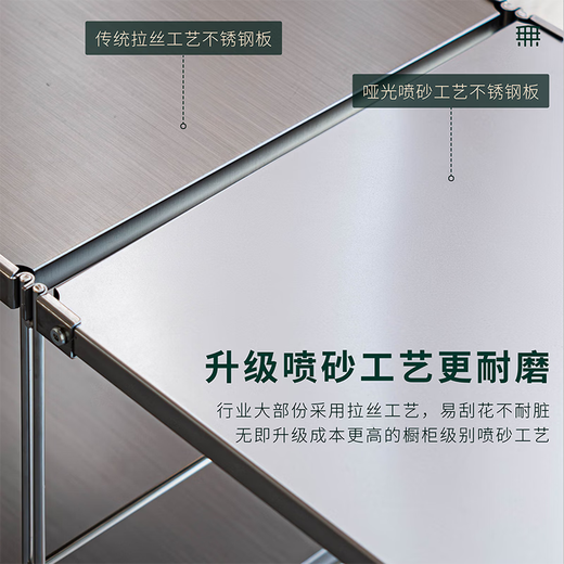 厨内助不锈钢厨房置物架微波炉烤箱多功能收纳架餐厅多层储物架SN4877 不锈钢板岛台推车带拉篮[长60]