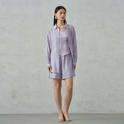 Ayilian [same style in the mall] casual suit for women in summer 2025 new three-piece set fashionable loose shirt shorts Yunyu Zi M