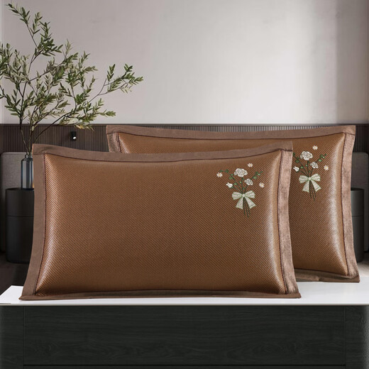 Écoute d'oreiller en soie de glace d'été Double face Été Cool Mat Oreiller Core Core Single Rattan Pouteau d'oreiller adulte Home One Paire Ice 679-7 Zishulin Worew Case (une paire) 48x74cm