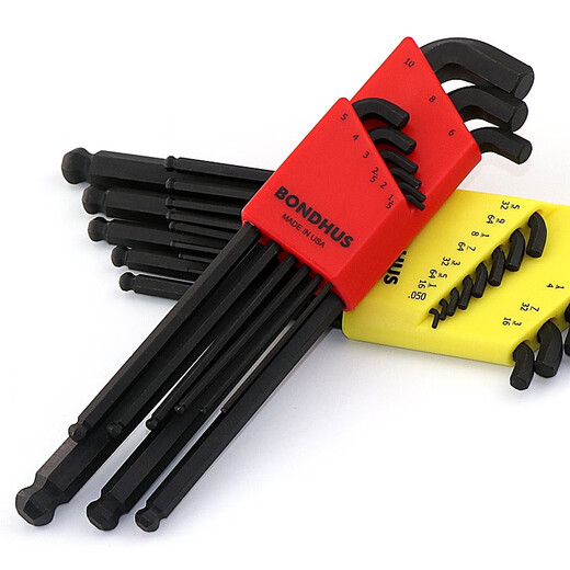 
Deer color imported from the United States BONDHUS metric Imperial short head head hexagon wrench 1659216599 16792 Metric chrome plating special length short elbow 7 packages