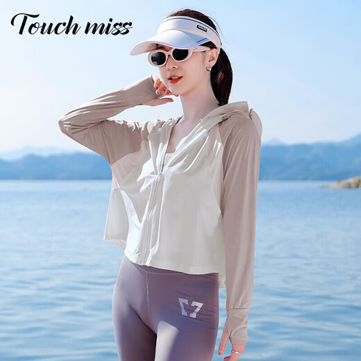 Tachimis Touchez les vêtements de protection solaire en vrac simple et simple pour les femmes 2025 Été Nouveau style mince mince épissage épissant mince à capuche à capuche à la brume glacée M 80-115jin [Jin est égal à 0,5 kg]
