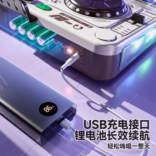 翎喏德国高端儿童DJ打碟机一体机音乐玩具电子琴乐器dj台电音女孩男孩 酷黑打碟机+话筒USB直供+蓝牙