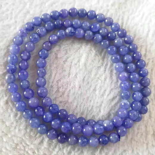 Chili natural tanzanite bracelet necklace raw stone bare stone tanzanite sapphire bracelet loose bead accessories no dyeing no baking color 3-3.5mm three circles