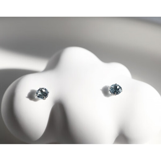 DL 1998 Fat Donglai same style tanzanite earrings natural 3mm sapphire London blue topaz mini silver earrings for women Tanzanite blue 3mm丨silver pair