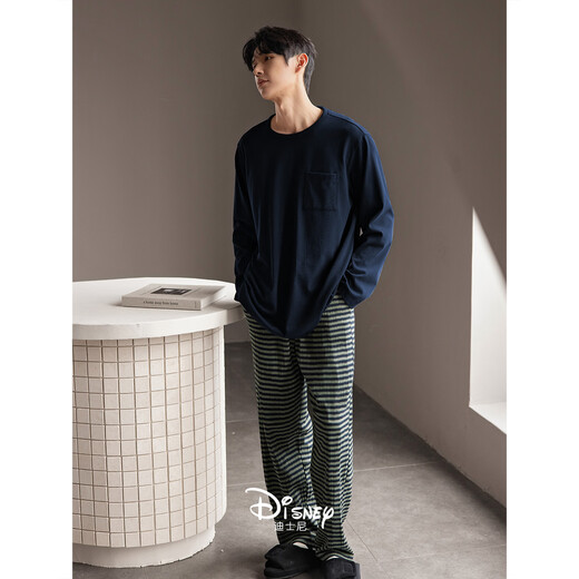 Benny Bear Beiyan Disney Mickey couple pajamas for women spring and autumn new soft cotton long-sleeved suit can be worn outside men's home clothes C20963 women's size L