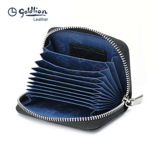 Jinlilai Carte Sac Position multi-cartes pour la carte de cuir authentique Grande capacité petite carte de carte bancaire carte de crédit carte de crédit carte Coin Clip Black