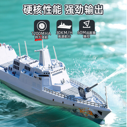 遥控船大马力水上电动遥控船玩具航空母舰军舰模型可下水潜水艇 海南号-攻击舰【双电机输出-高度 【3组充电电池】+遥控电池+充电