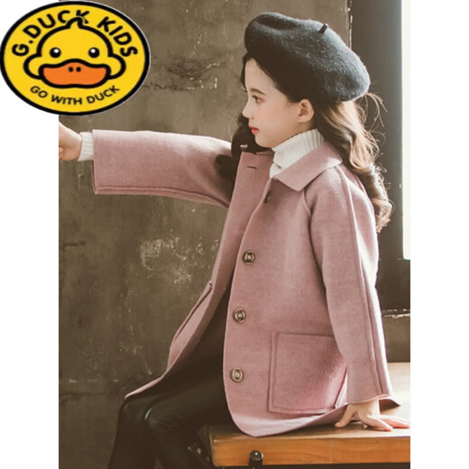 G.Duckkids Girls Двустороннее шерстяное пальто весна, осень и зима 2024 г. Новые детские осенние шерстяные шерстяные кашемировые кашемиро