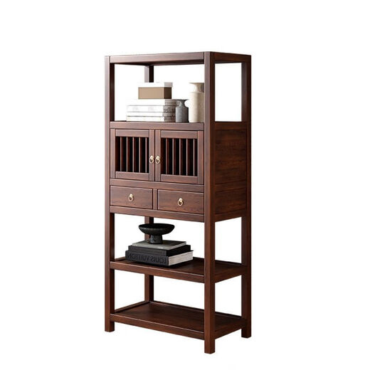 Jianyimao new Chinese style Bogu rack walnut small solid wood Duobao Pavilion living room tea storage cabinet home retro Ruyi Bogu rack tea cabinet 80*120*35cm