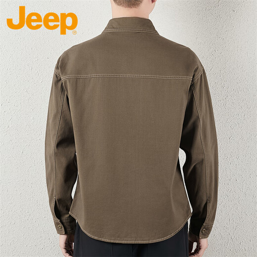 JEEP Jeep long-sleeved shirt men's spring casual loose jacket men's workwear all-match shirt men's khaki 4XL