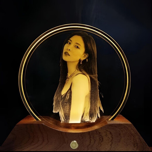 高端创意礼品定制水晶玻璃内雕画照片节日礼物纪念品情侣家居摆件 方型款+礼盒+底座+充电线 可定制 方型款15×15厘米圆形14×14厘米
