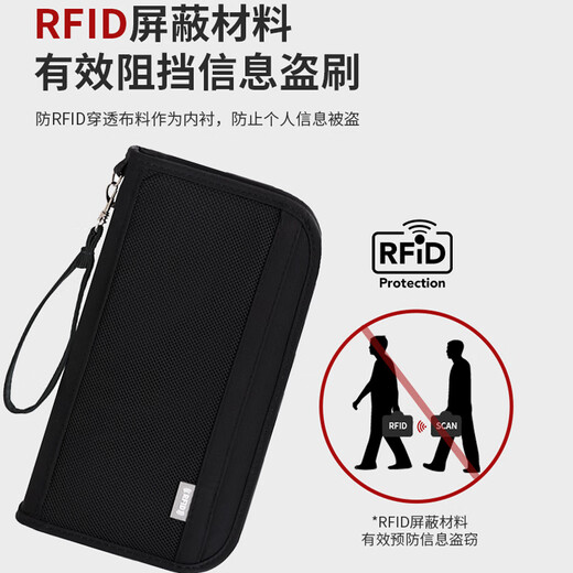 Bonayun Travel Abroad Passport Bag RFID Anti-theft Brush Long Hand-Pack Large Capacity Hand-Hand Wallet Card Bag Certificate Storage Bag
