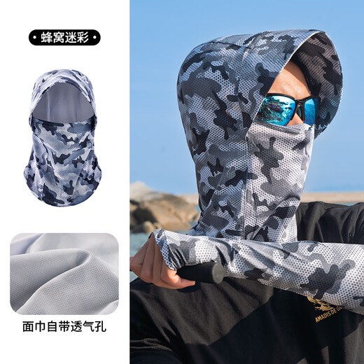 Amadeus Degora sun protection fishing mask men cover face and neck summer veil neck guard ice silk neck scarf men Meteor Gray XL