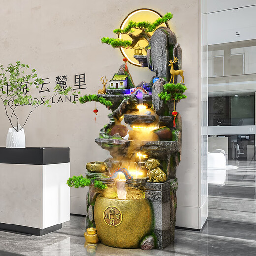 翰鸥斐开业礼品实用生意兴隆 中式假山流水喷泉摆件客厅办公室内外高山 9926小号高106CM