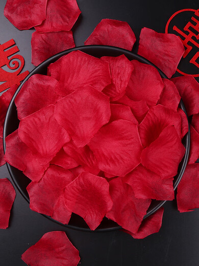 Xikile simulated petals, fake rose petals, wedding confession, hand-spreading flowers, decoration, wedding, wedding room, romantic room decoration, 1000 pieces of red simulated petals (silk cloth style)