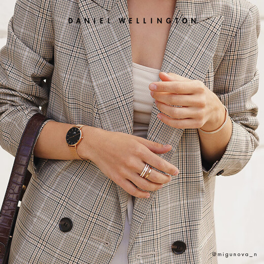 Daniel Wellington dw ring for women, black + rose gold No. 58 couple ring, birthday gift for girlfriend DW318