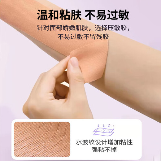 First lift bandage, chin cover, facial wrinkles, crow's feet, forehead wrinkles, tape artifact, invisible muscle patch