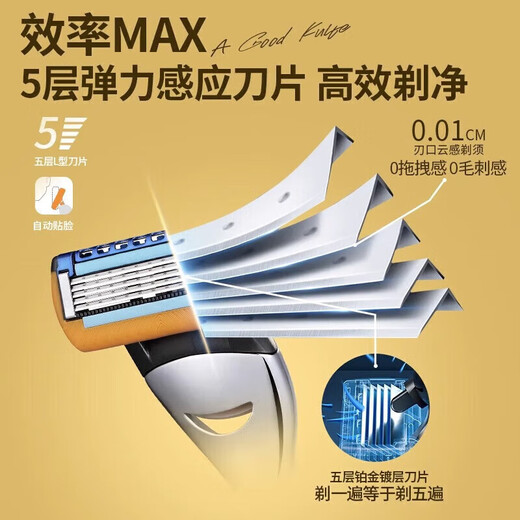 Importierter Fünf-Schicht-Handbuch Rasiermesser aus Deutschland, importierter Metallgriff, chinesisches Valentinstagsgeschenk, 1 Griff, 9-Bit-Kopf