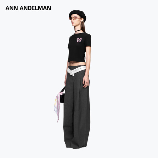 Ann Andelman offizielle Direktverkäufe 2025 Neues graues Design mit geradlinigen Freizeithosen Taillenhose Gray s