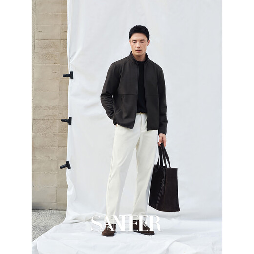 SANHEER Urban Commuting Wool Composite Windproof Thickened Autumn Business Men's Stand Collar Jacket DAJ394 Dark Brown M 48