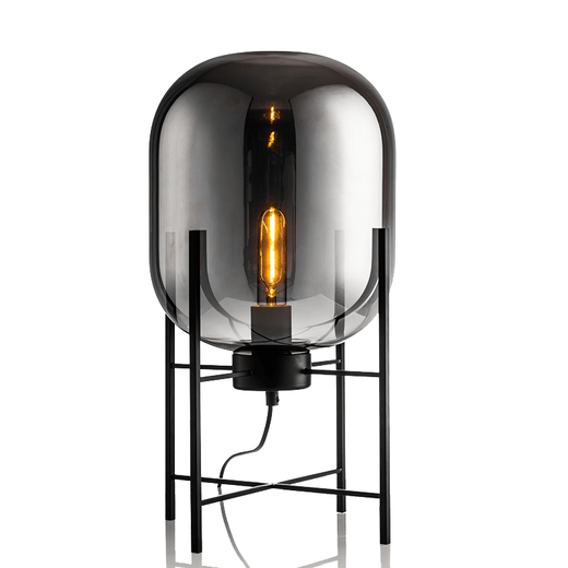 Nordisch einfache postmoderne leichte Luxus -Schreibtischlampe Designer Schlafzimmer Nachtlampe Feeling Room Dekorative Glas Kreativität Purple_S1047 Chromstil -Knopfschalter