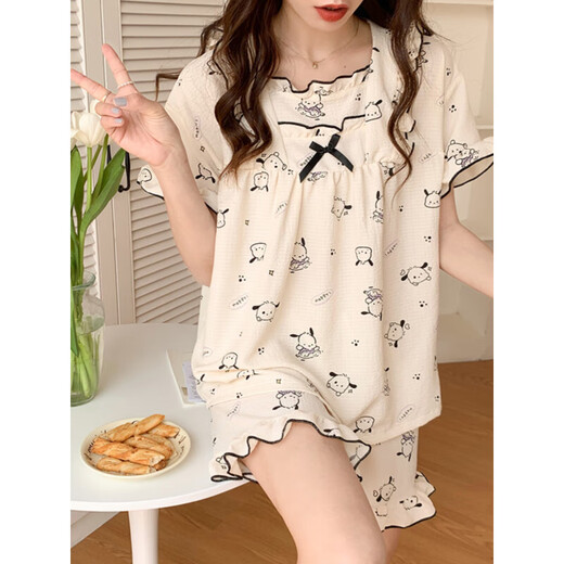 Yitangduo pyjamas pour femmes en été dessin animé short à manches courtes mince fille pacha chien doux et mignon style princesse extérieur porte des vêtements à la maison 7701 # m 80-100jin [Jin est égal à 0,5 kg]
