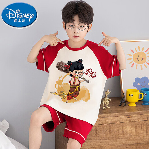 Disney Pajamas Pajamas Niños de manga pura algodón de algodón de verano delgado dibujos animados de aire acondicionado para el aire acondicionador de ropa para el hogar [algodón puro] 691 huevo 120 cm