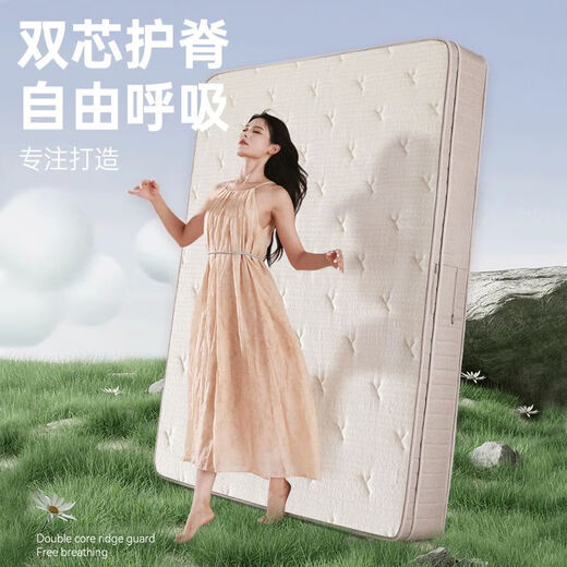 海马熙梦思天然乳胶独立弹簧床垫黄麻床垫护脊硬垫席梦思软硬两用 金色年华-刚柔软硬两用舒适/25CM 1350mm*2000mm