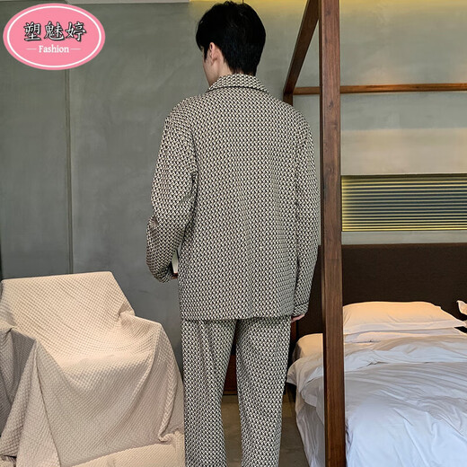 SU Meiting 2025 Nouveau pyjamas pour hommes en printemps et automne coton pur manches longues minces d'été garçons de grande taille Vêtements de coton de coton (BBA) G693 L (hauteur recommandée est d'environ 170, le poids est de 100-125 Jin [Jin équivaut à 0,5 kg]