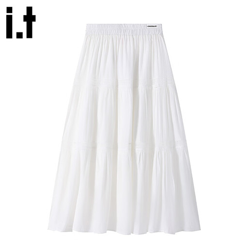 
:CHOCOOLATE it white A-line skirt for women with high waist slim French big hem skirt fluffy cake long skirt white one size