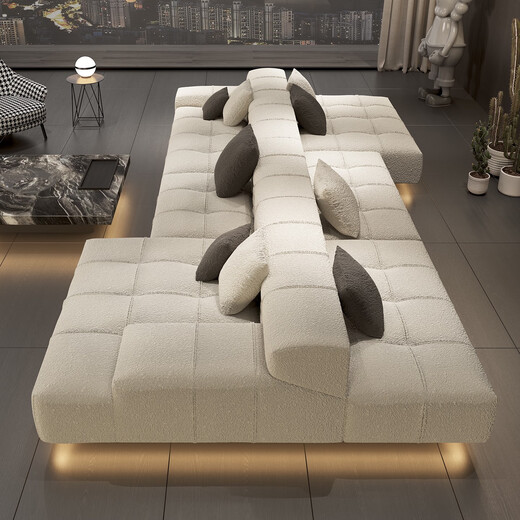 
Huixun 2025 new lamb velvet sofa double-sided sofa back-to-back sofa two-way sofa living room villa modular horizontal hall b1391cm choose lamb velvet