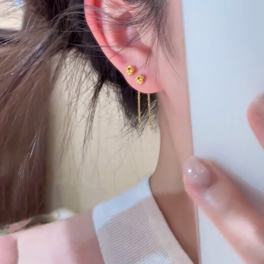 UHFQ Old Phoenix Simple Ruyi Knot Tassel Ear Wire New Niche Versatile Light Luxury Earrings Earrings Golden Ruyi Knot Tassel Ear Wire