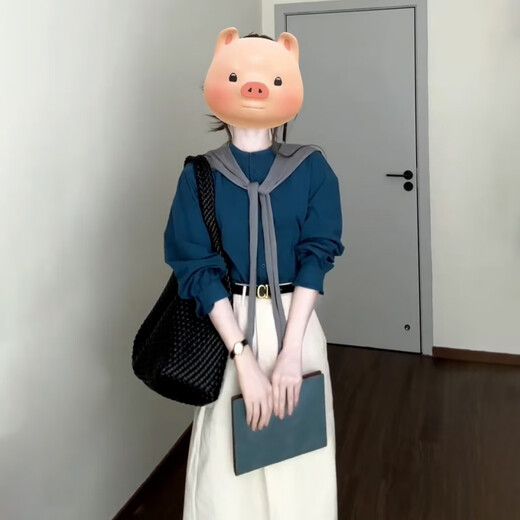 St. Paulme shirt dress 2025 autumn new high-end wear skirt women's petite two-piece suit skirt blue top + apricot skirt suit M