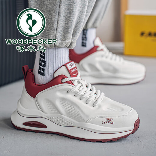 
Woodpecker Daddy Men's Shoes Summer New Mesh Breathable Thick Sole Heightening Casual Shoes Men's Sports and Evergrande Trendy Shoes Men's White 42